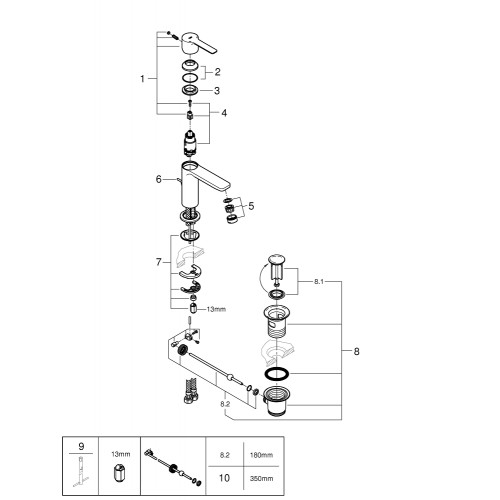 Одноважільний змішувач для раковини XS Size Grohe Lineare (32109DC1)  