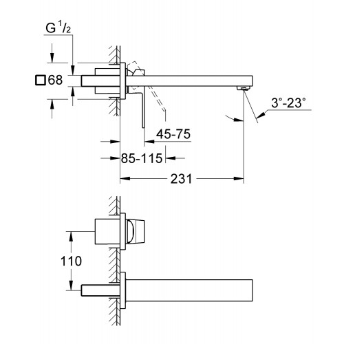 Змішувач раковини на 2 Grohe Eurocube отвори M Size (23447DC0) 