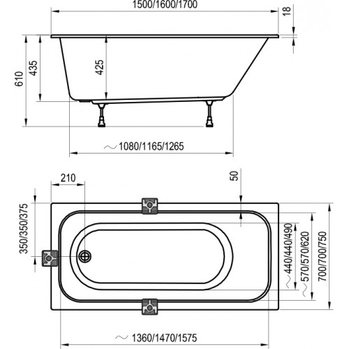 Ванна акрилова Ravak Chrome Slim 170 C741300000