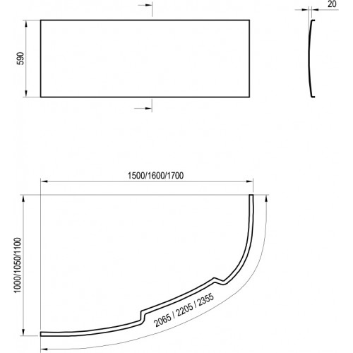 Панель для ванни Ravak ASYMMETRIC 170 Rз кріпленням CZ49100000