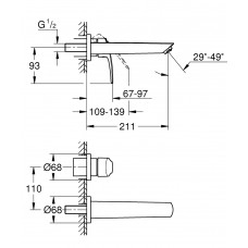 Змішувач раковини на 2 Grohe Eurosmart отвори M Size 293382433 