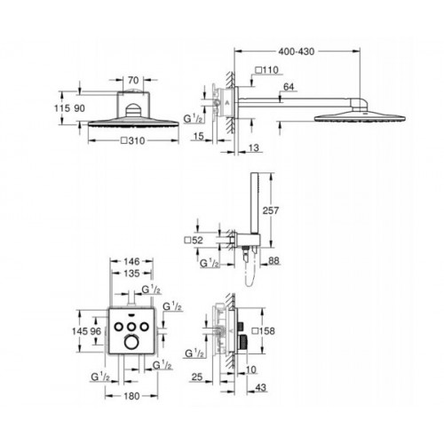 Душовий комплект  RainsRainshower hower SmartActive Grohe Grohtherm 310 Cube 34706000 