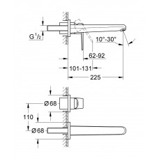 Змішувач для раковини на Grohe Eurodisc 2 отвори L Size 19974002 