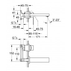 Змішувач раковини на 2 Grohe Eurocube отвори S Size 19895000 