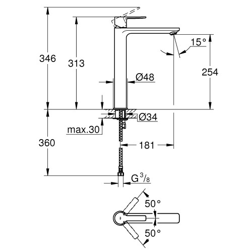 Одноважільний змішувач для раковини XL Size Grohe Lineare (23405AL1)  