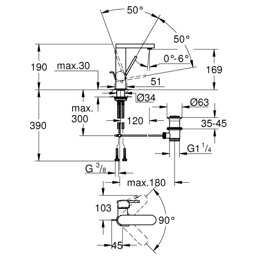 Одноважільний змішувач для раковини, М Size Grohe Plus (23871DC3)  