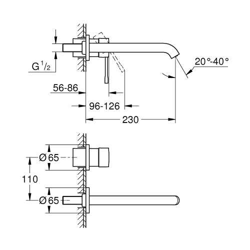 Змішувач раковини на 2 Grohe Essence отвори L Size (29193GL1) 