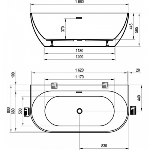 Ванна Ravak Freedom W 166x80 XC00100027 чёрный