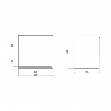 Тумба підвісна Qtap Robin 600х580х437 Graphite/Whitish oak QT1374TPВ6002GWO