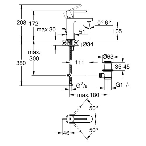 Одноважільний змішувач для раковини, S Size Grohe Plus (32612AL3)  
