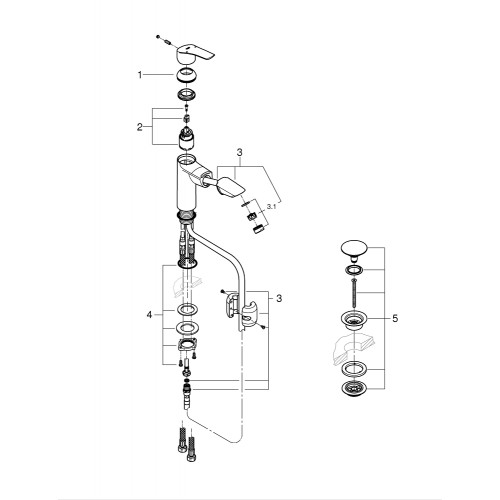 Одноважільний змішувач Grohe QuickFix Start з висувним виливом для раковини M-Size (24205003)