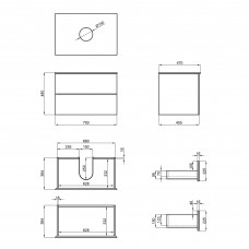 Тумба підвісна Qtap Tern 700х476х469 White зі стільницею QT1779TPL701W