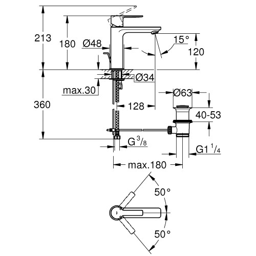 Одноважільний змішувач для раковини S Size Grohe Lineare (32114AL1)  