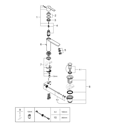 Одноважільний змішувач для раковини S Size Grohe Lineare (32114AL1)  