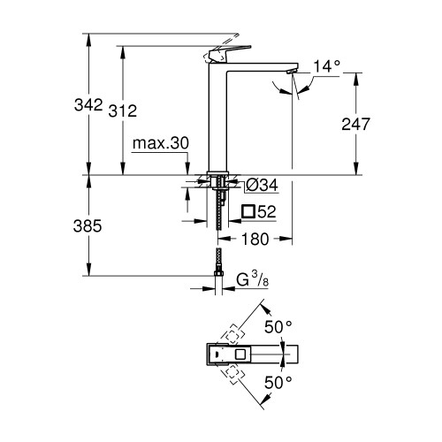 Одноважільний змішувач для раковини XL Size Grohe Eurocube (23406AL0)  