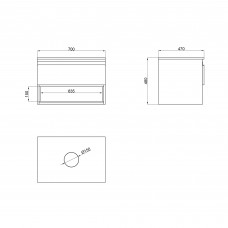 Тумба підвісна Qtap Robin 700х476х437 White/Whitish oak зі стільницею QT1379TPН7001WWO