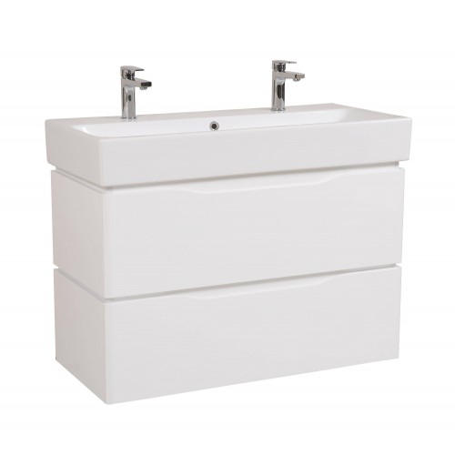 Тумба Венеція консольна 100 см  з умивальником Пінто (під 2 змішувача)