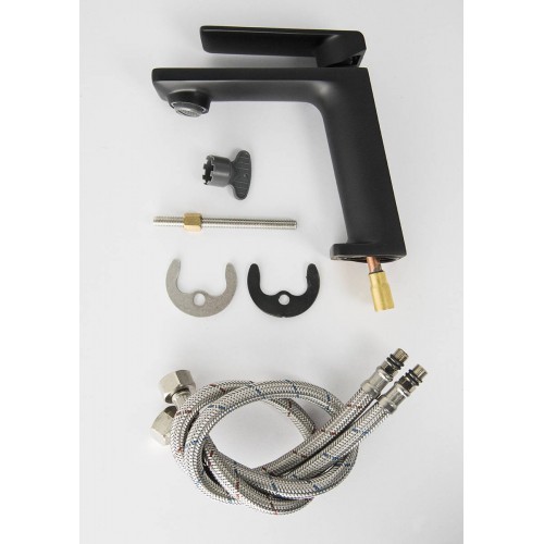 Змішувач для раковини (умивальника) Corsan TRINO BLACK MATT чорний низький CMB7111BL