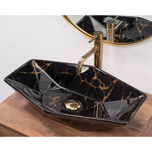 Умивальник (раковина) REA VEGAS BLACK MARBLE SHINY накладний чорний REA-U5603