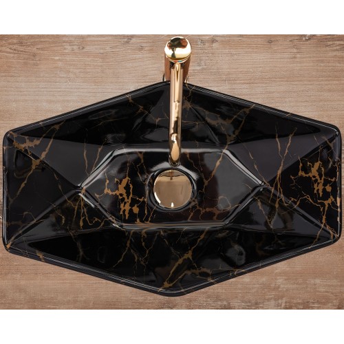 Умивальник (раковина) REA VEGAS BLACK MARBLE SHINY накладний чорний REA-U5603