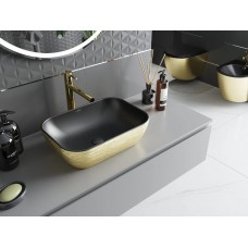 Умивальник (раковина) MEXEN RITA BLACK MATT / BRUSHED GOLD накладний