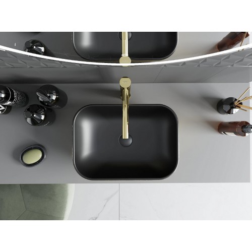 Умивальник (раковина) MEXEN RITA BLACK MATT / BRUSHED GOLD накладний