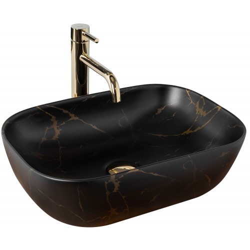 Умивальник (раковина) REA BELINDA BLACK MARBLE MAT накладний чорний матовий REA-U8908