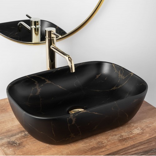 Умивальник (раковина) REA BELINDA BLACK MARBLE MAT накладний чорний матовий REA-U8908