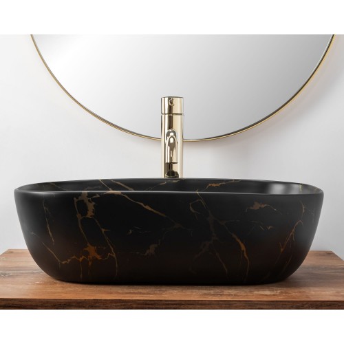 Умивальник (раковина) REA BELINDA BLACK MARBLE MAT накладний чорний матовий REA-U8908