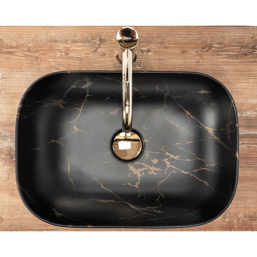 Умивальник (раковина) REA BELINDA BLACK MARBLE MAT накладний чорний матовий REA-U8908