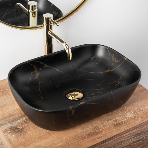 Умивальник (раковина) REA BELINDA BLACK MARBLE MAT накладний чорний матовий REA-U8908