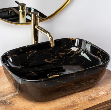 Умивальник (раковина) REA BELINDA BLACK MARBLE SHINY накладний чорний REA-U8907