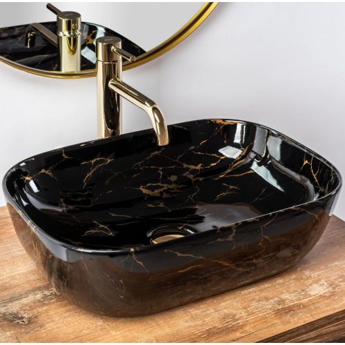 Умивальник (раковина) REA BELINDA BLACK MARBLE SHINY накладний чорний REA-U8907