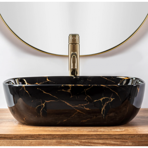 Умивальник (раковина) REA BELINDA BLACK MARBLE SHINY накладний чорний REA-U8907