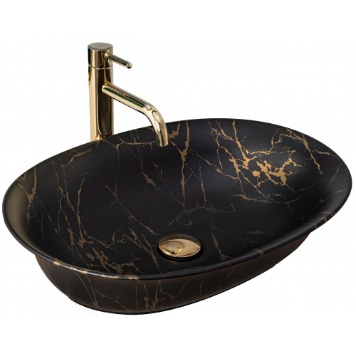 Умивальник (раковина) REA ROMA MARBLE BLACK MAT накладний чорний матовий REA-U5609