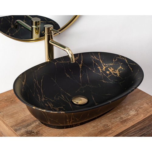 Умивальник (раковина) REA ROMA MARBLE BLACK MAT накладний чорний матовий REA-U5609