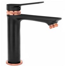 Змішувач для раковини (умивальника) REA VIRAL BLACK ROSE GOLD низький REA-B2025