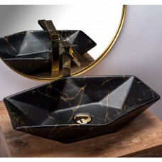 Умивальник (раковина) REA VEGAS MARBLE BLACK MAT накладний чорний REA-U0994