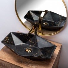 Умивальник (раковина) REA VEGAS MARBLE BLACK MAT накладний чорний REA-U0994