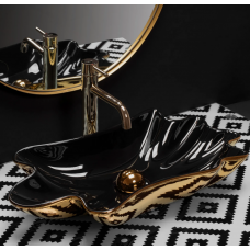 Умивальник (раковина) REA INFINITY BLACK GOLD накладний чорний/золото REA-U3402