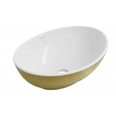 Умивальник (раковина) MEXEN ELZA WHITE / GOLD накладний з візерунком