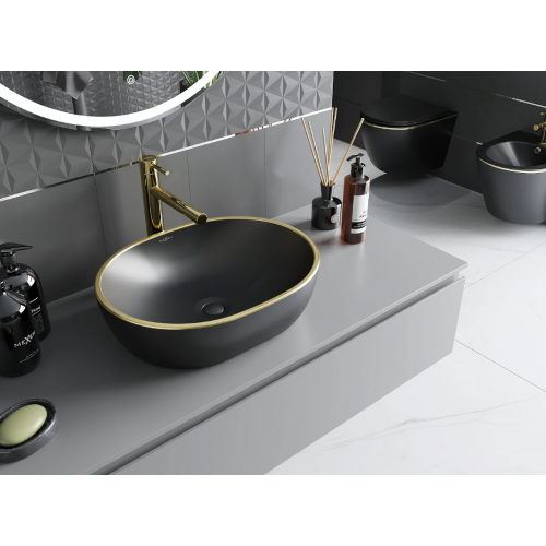 Умивальник (раковина) MEXEN VIKI 48 BLACK GOLD EDGE накладний