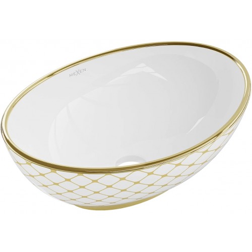 Умивальник (раковина) MEXEN ELZA WHITE DIAMOND GOLD накладний