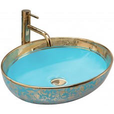 Умивальник (раковина) REA MARGOT GOLD/BLUE накладний блакитний/золотий REA-U8709