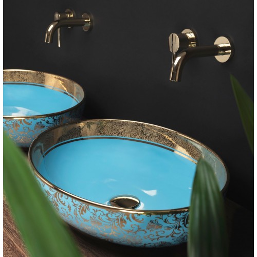 Умивальник (раковина) REA MARGOT GOLD/BLUE накладний блакитний/золотий REA-U8709