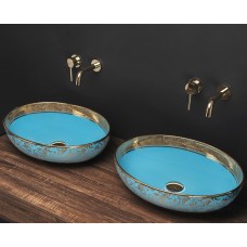 Умивальник (раковина) REA MARGOT GOLD/BLUE накладний блакитний/золотий REA-U8709