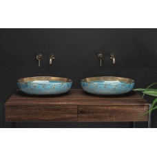 Умивальник (раковина) REA MARGOT GOLD/BLUE накладний блакитний/золотий REA-U8709