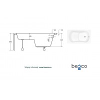 Ванна акрилова Besco ARIA REHAB 120х70 без обудови і ніг / без отворів під ручки NAVARA02755