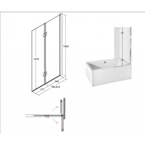 Шторка для ванни BESCO Prestigio 80x150