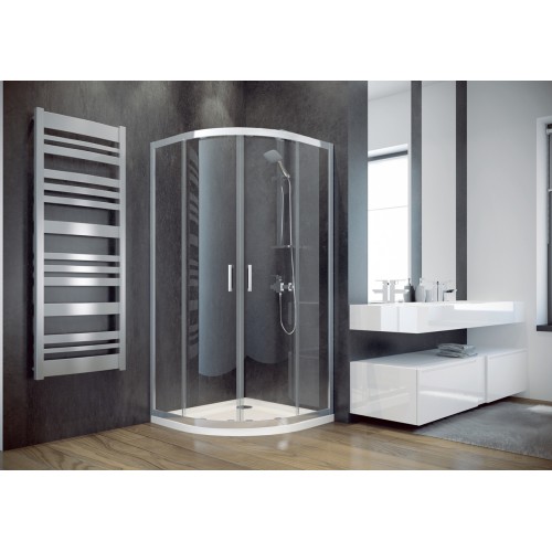 Кабіна півкругла Besco MODERN 90x90x185 універсальна: скло прозоре, профіль хромований